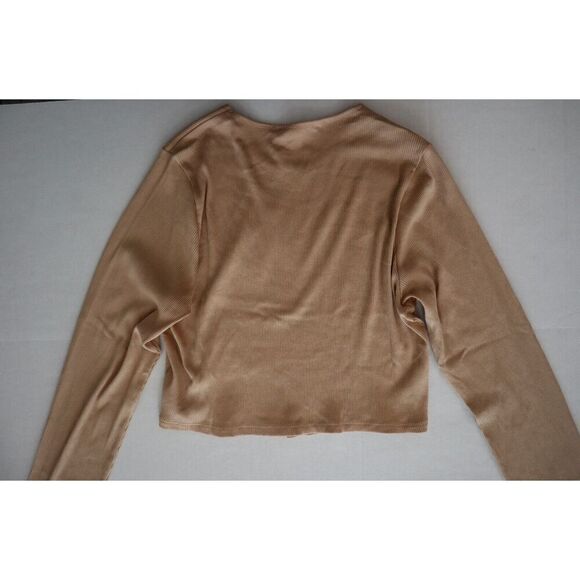 Skin x Andreea Ali PR18 Women Sz 3 (Large) Sand Long Sleeve Ribbed Crop Top - Picture 9 of 9